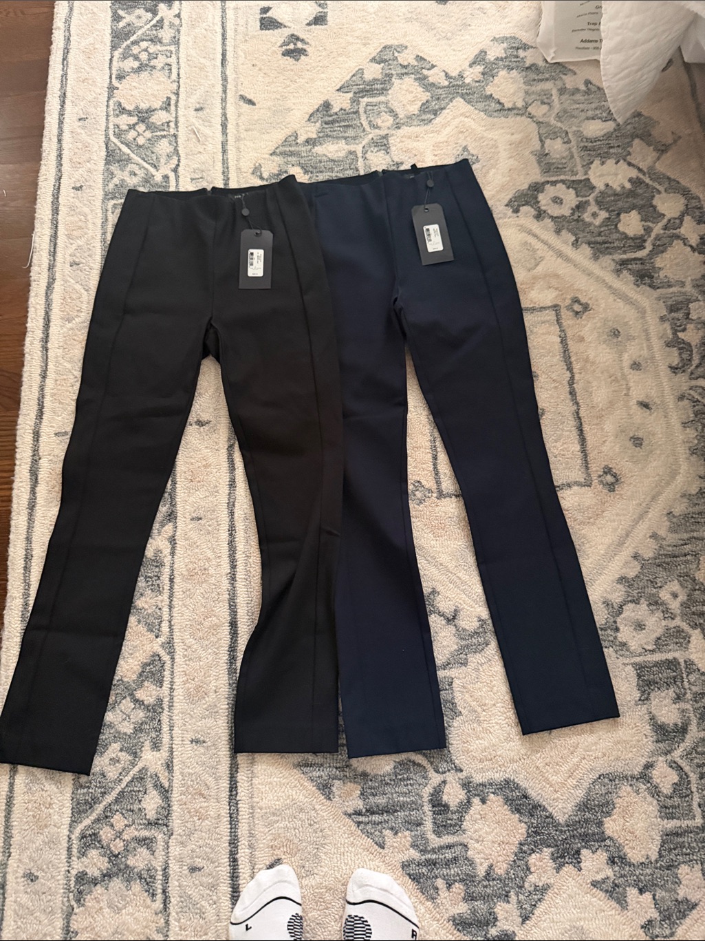 2 Pairs Of Rag & Bone Straight Leg Pants In Black And Navy, Simone Pant, Size 0